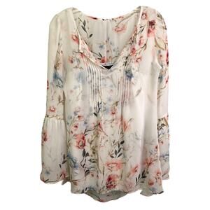 White House Black Market Top Blouse 0 Pink Floral Boho Cottage Core Whimsigoth